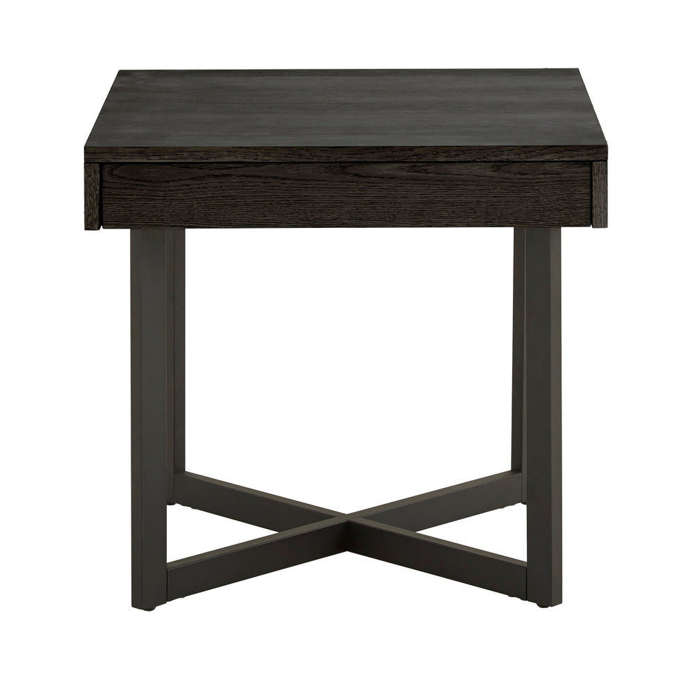 Homelegance By Top-Line Saskai Wood Finish End Table with One Drawer Black MDF