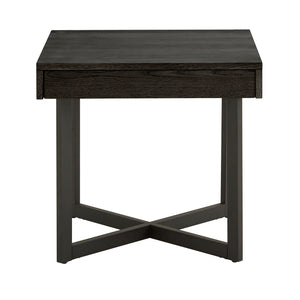 Homelegance By Top-Line Saskai Wood Finish End Table with One Drawer Black MDF