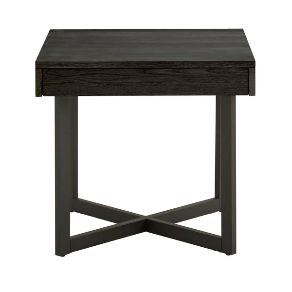 Homelegance By Top-Line Saskai Wood Finish End Table with One Drawer Black MDF