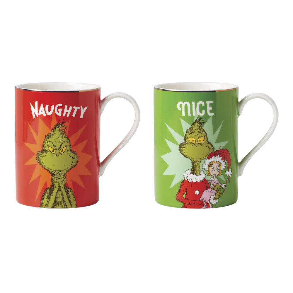 Lenox Merry Grinchmas Naughty & Nice Mug Set Green, IVORY PORCELAIN 897086