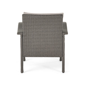 English Elm Christopher Knight Home® - HONOLULU Woven Rattan Club Chair Set — Durable PE Rattan & Iron Frame, Waterproof Fabric, Cozy Seating Grey+Silver 52918.00GRYMP2