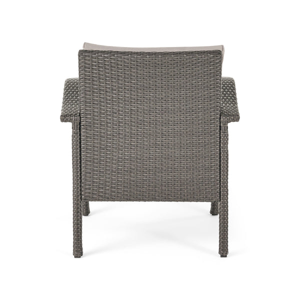 English Elm Christopher Knight Home® - HONOLULU Woven Rattan Club Chair Set — Durable PE Rattan & Iron Frame, Waterproof Fabric, Cozy Seating Grey+Silver 52918.00GRYMP2