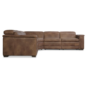 Bernhardt Bernhardt Lioni Leather Power-Motion Sectional With Usb Charging, Power Headrests, Sleek Contemporary Design Brown 122.5" W x 122.5" D x 32.5" H K2087