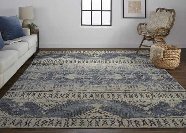 Feizy Rugs Palomar Hand-knotted Wool Rug - Luxurious Low Pile For High-traffic Areas, Stain & Fade Resistant Blue,Gray,Ivory Wool Pal6572fblu000c50