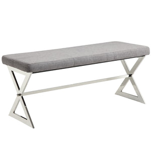 Homelegance By Top-Line Tamsin Linen 40-inch Metal Bench Silver Metal