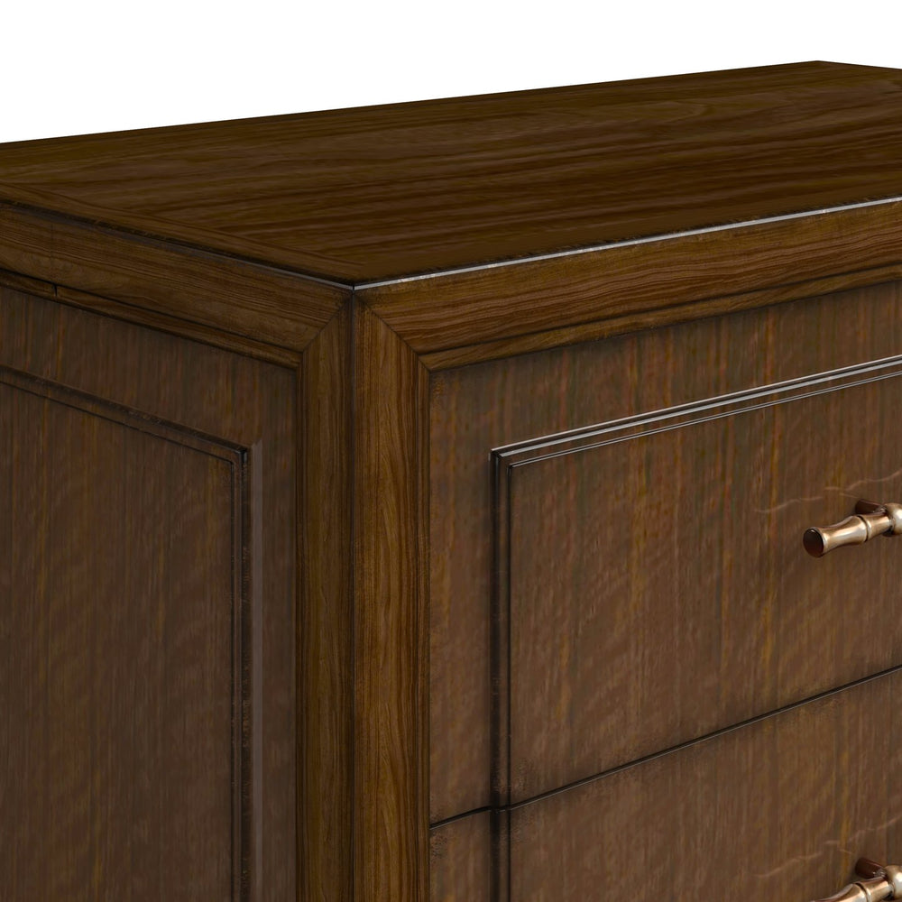A.R.T. Furniture Eave 2 Drawer Nightstand - Elegant Quartered Walnut Design With Chic Faux Bamboo Gold Hardware Brown Material(S), Poplar And Parawood Solids,Walnut Veneer 336141-1860
