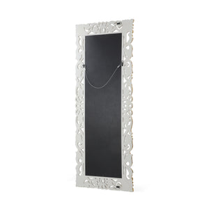 English Elm Christopher Knight Home® - RECTANGLE Hand-Carved Floral Standing Mirror, Distressed White & Gold Frame, Tempered Glass, 72" Tall 67058.00