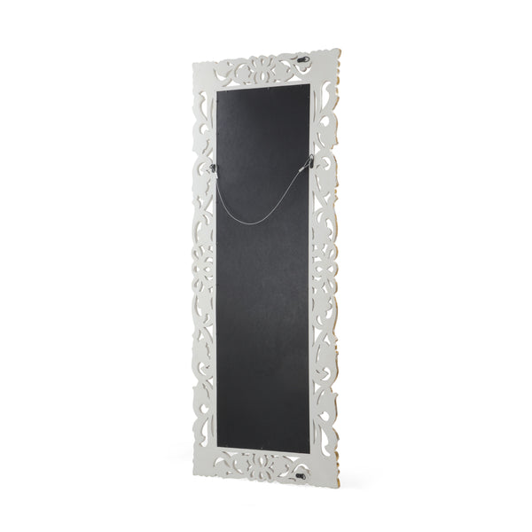 English Elm Christopher Knight Home® - RECTANGLE Hand-Carved Floral Standing Mirror, Distressed White & Gold Frame, Tempered Glass, 72" Tall 67058.00