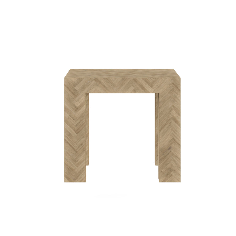 A.R.T. Furniture Garrison Square End Table In Washed Oak - Bold Herringbone Design, Thick Block Legs For Any Space Brown Parawood Solids With Ash Embossing,White Oak Veneers 322304-1302