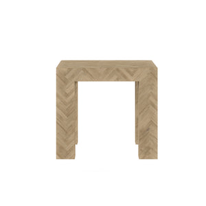 A.R.T. Furniture Garrison Square End Table In Washed Oak - Bold Herringbone Design, Thick Block Legs For Any Space Brown Parawood Solids With Ash Embossing,White Oak Veneers 322304-1302