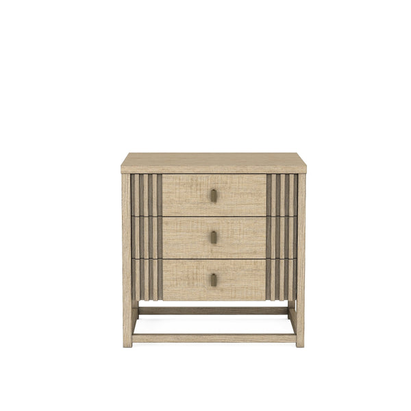 A.R.T. Furniture North Side Nightstand With Usb Chargers - Stylish Shale Finish, 3 Drawers, And Soft-close Glides Brown Parrawood Solids,Quarter Figured,Fiddle Ash Veneer,Metal 269140-2556