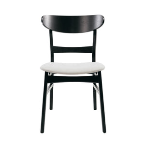 English Elm [video] Rubberwood Dining Chairs Set of 2 Upholstered Mid-century Seats for Modern Homes Light Beige 58915.00LBEBLK