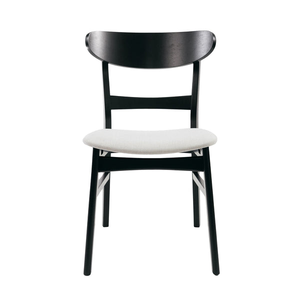 English Elm [video] Rubberwood Dining Chairs Set of 2 Upholstered Mid-century Seats for Modern Homes Light Beige 58915.00LBEBLK