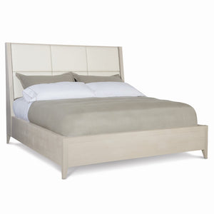 Bernhardt Axiom King Upholstered Panel Bed with Wooden Footboard and Side Rails K1089