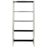 Homelegance By Top-Line Werner Black and Chrome Metal 4-Shelf Bookcase Nickel Metal