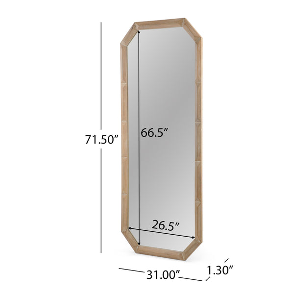 English Elm Christopher Knight Home® - WOOD Block Carved Leaner Mirror White 76x35 Rustic Handcrafted Frame Full-Length Accent Décor 67059.00