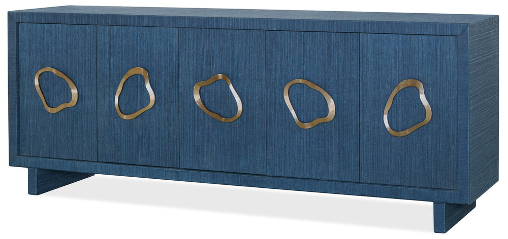 Hooker Furniture Commerce and Market Paige Raffia Wrapped Credenza with Sculptural Pewter Hardware 7228-85150-45