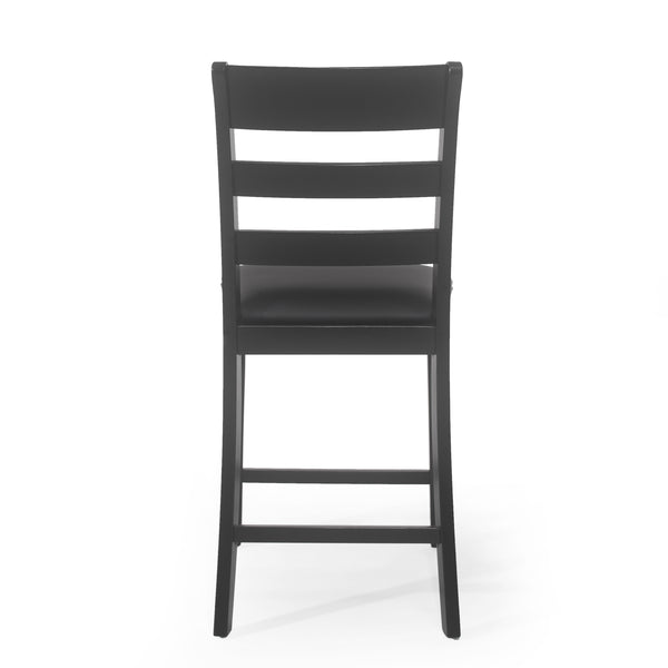 English Elm Christopher Knight Home® - Farmhouse Upholstered Wood Counter Stools Set of 2 — Rustic Ladderback PU Seats, Rubberwood Frame, Cozy Comfort Black 69005.00BLK
