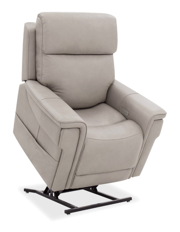 Hooker Furniture Lyra Semi-Aniline Top Grain Leather Power Lift Recliner With Wireless Charging, Cupholder, Lumbar Grey RC622-PHLL4-091