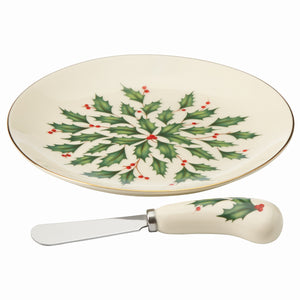Lenox Hosting The Holidays Cheese Plate & Knife Set Red & Green, IVORY PORCELAIN 863652