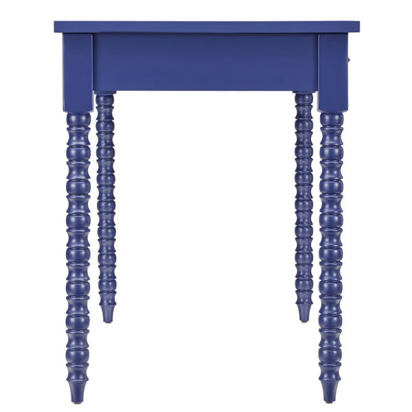 Homelegance By Top-Line Naomi 2-Drawer Helix Legs Office Desk Blue Rubberwood