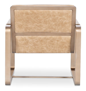 Hooker Furniture Cooper Firenze Ghiaia Leather Lounge Chair With Gold Frame, Armless Sculptural Design For Luxe Spaces CC900-01-081