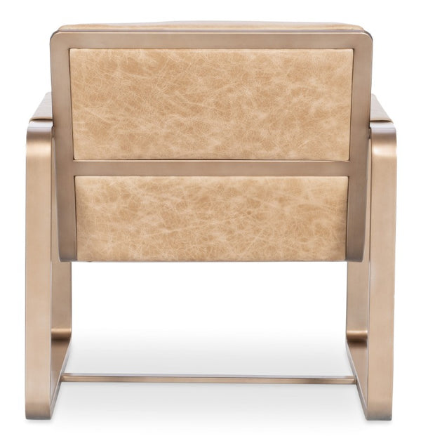 Hooker Furniture Cooper Firenze Ghiaia Leather Lounge Chair With Gold Frame, Armless Sculptural Design For Luxe Spaces CC900-01-081