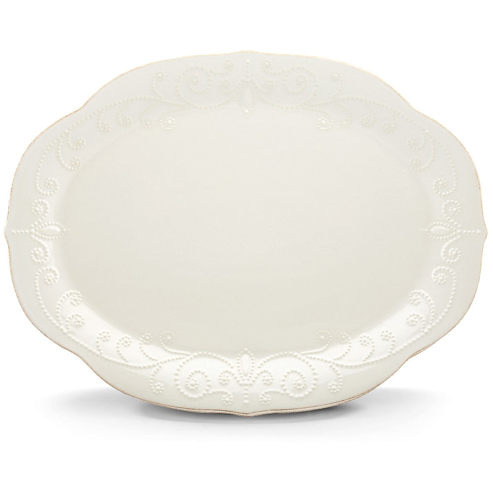 Lenox French Perle White 16" Oval Serving Platter White, WHITE STONEWARE 822957
