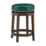 Homelegance By Top-Line Emerson Faux Leather Brown Finish Wood Swivel 24" Counter Height Stool (Set of 2) Green Rubberwood