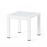 Christopher Knight Home® - Noble House - Cape Coral Outdoor Aluminum Side Table with Glass Top