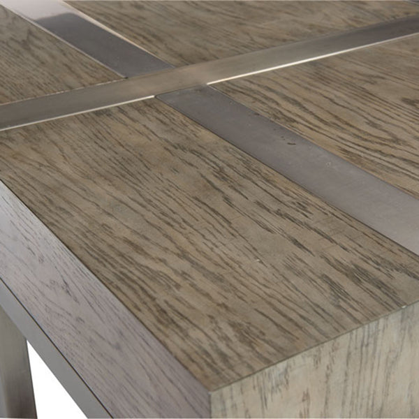 Bernhardt Bernhardt Leigh Square Cocktail Table With Rustic Gray White Oak Veneer & Tarnished Nickel Frame, 46" 369023