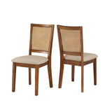 Theordore Beige Linen Rattan Back Dining Chairs (Set of 2)