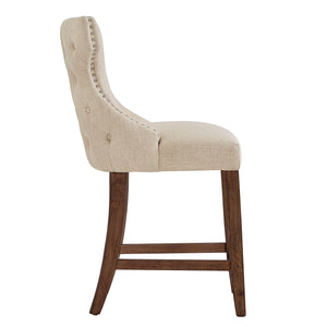 Homelegance By Top-Line Taron Nailhead Trim Linen Upholstered Stools (Set of 2) Brown Rubberwood