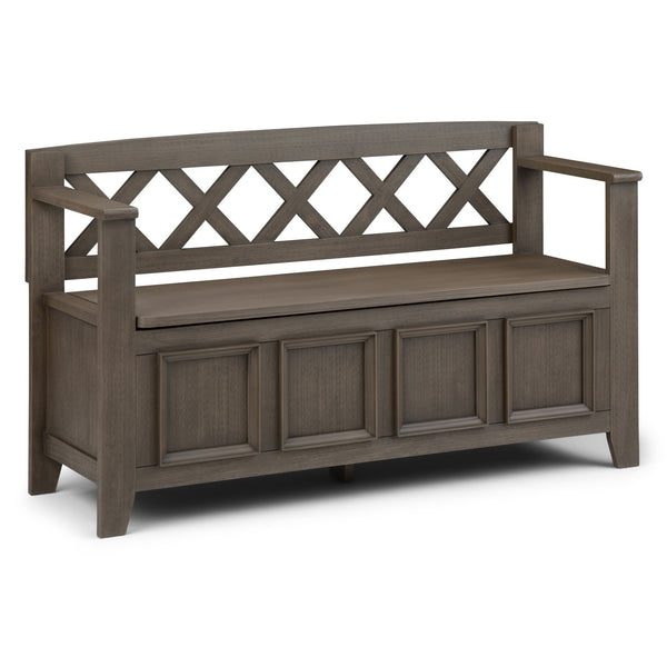 English Elm Amherst Solid Wood Entryway Storage Bench - Rustic Farmhouse Grey With Hidden Storage & Seating B136P158268