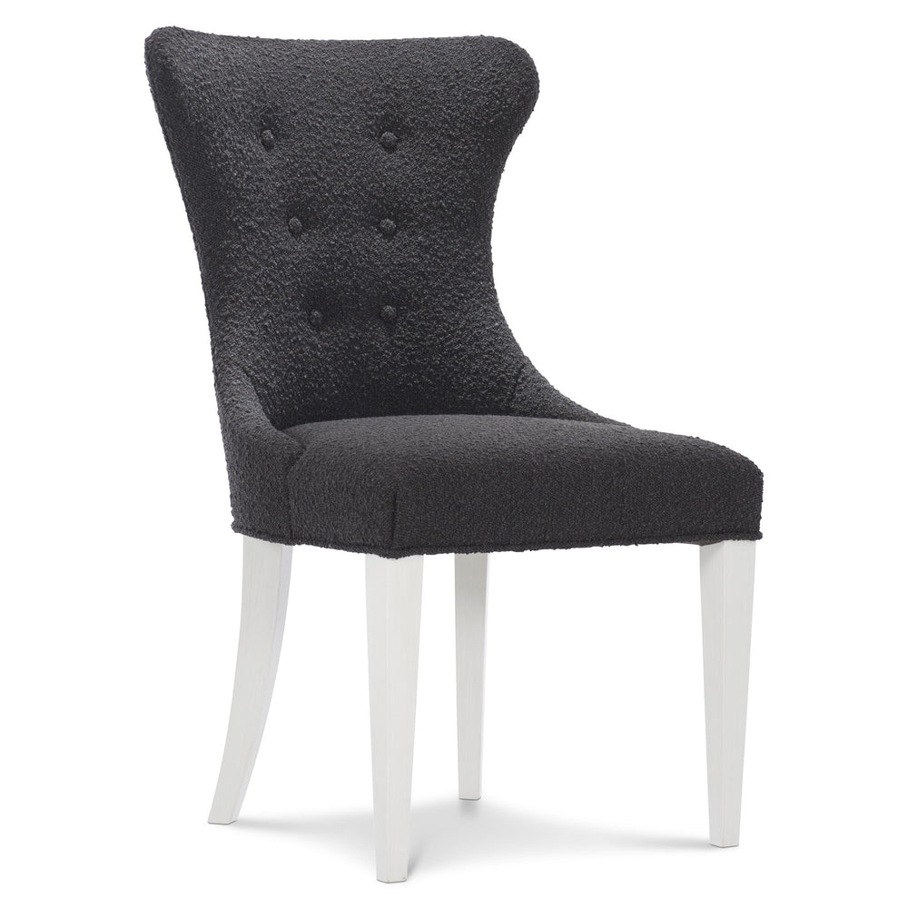 Bernhardt Bernhardt Tufted Silhouette Side Chair Dark Bouclé — Hourglass Back, Tapered & Sabre Legs, Glam Finish 307547