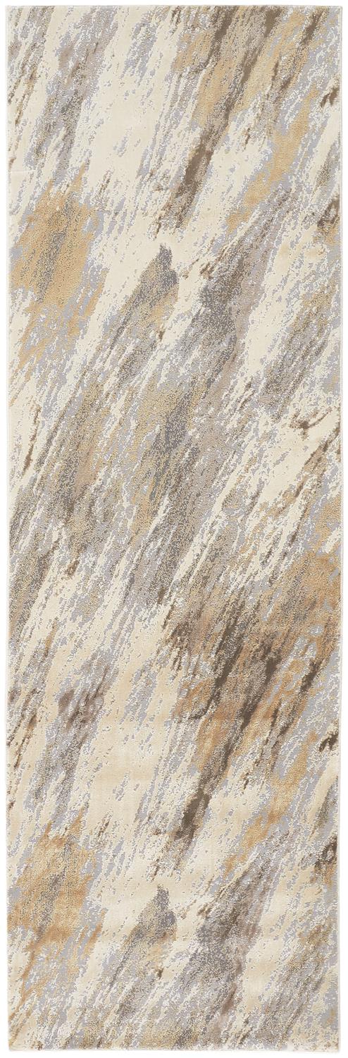 Feizy Rugs Parker Abstract Distressed Rug - Contemporary Viscose And Polyester Design For Modern Interiors Ivory,Tan,Brown Viscose,Polyester Prk3704fbgeblui68