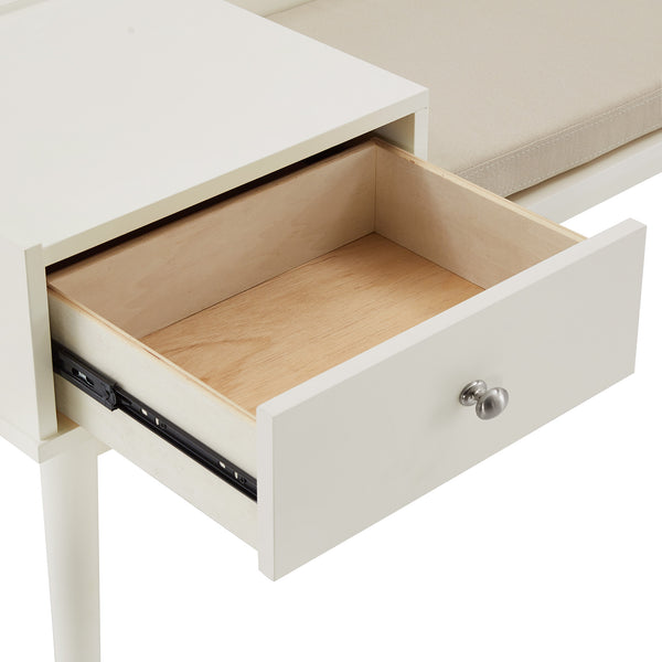 Homelegance By Top-Line Aeron 1-Drawer Cushioned Entryway Bench White Rubberwood