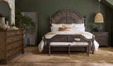 Revival Row King Panel Bed Brown with Chimney Smoke Finish P348-BR-K3 Pulaski Furniture