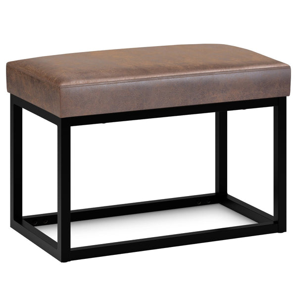 English Elm Reynolds Small Bench - Modern Distressed Chestnut Brown Faux Leather For Stylish Comfort & Storage B136P159252-GIGA