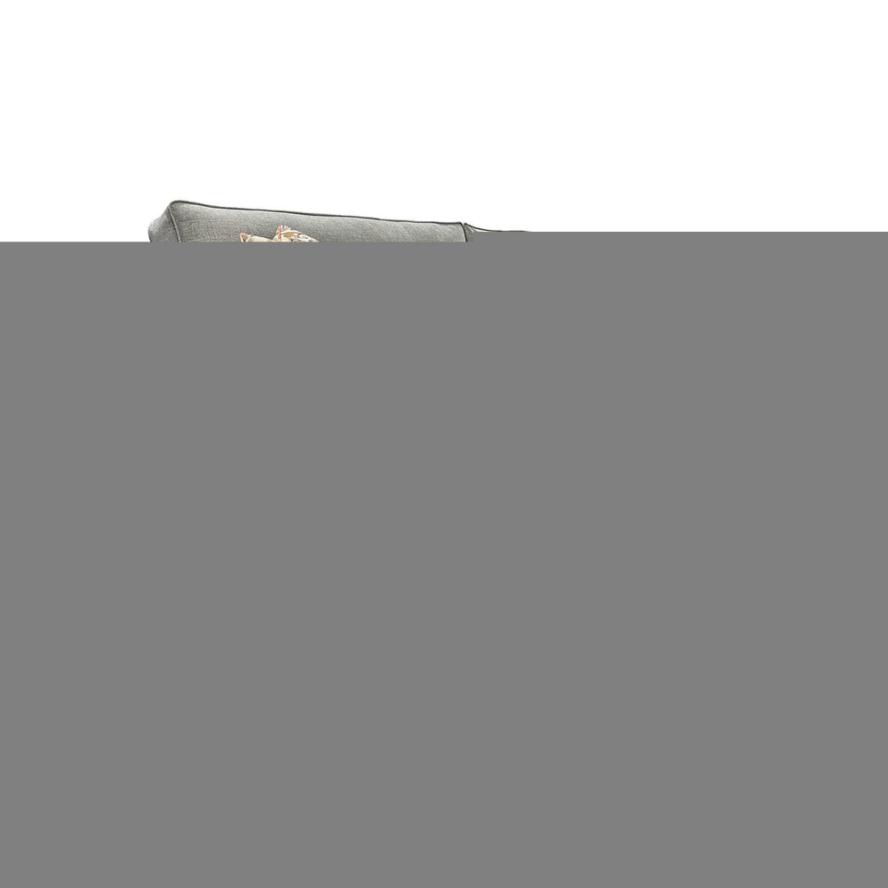 Porter Designs Porter Oasis Overstuffed Transitional Sofa - Luxurious Gray Linen, Feather Pillows & Floral Accents Gray Fabric 01-207-01-6329