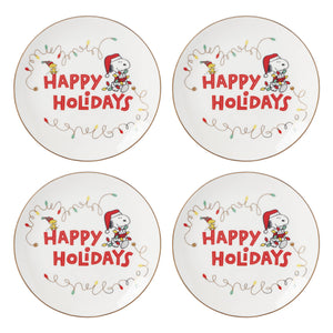 Lenox Snoopy Christmas Accent Plates, Set of 4 Multi, IVORY PORCELAIN 896321