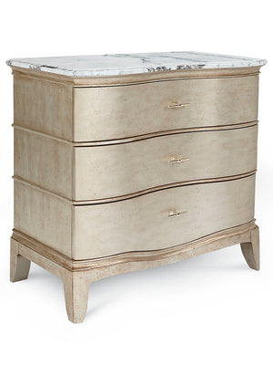 A.R.T. Furniture Starlite Bachelor Chest: Glamorous Peri Finish With Neapolitan Marble Top And Elegant Storage Drawers Silver, White Parawood Solids,Primavera Veneer,Metal,Marble 406142-2227