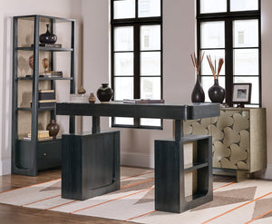 Hooker Furniture Kenzo Sit to Stand Home Office Desk with Grass Cloth Accents and Wood Grain Finish 6104-10458-99