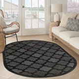 Nourison Easy Care NES01 Machine Made Flat Weave Solid Border Indoor/Outdoor Modern Outdoor Rug Charcoal Black, Charcoal Black 84% Polypropylene,16% Polyester 99446934963