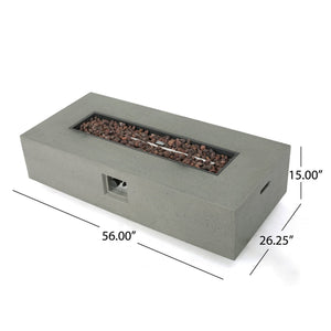 English Elm 50000 Btu Rectangular Mgo Concrete Propane Fire Table for Outdoor Patio Gatherings 59242.00WHI-50K_59243.00WHI