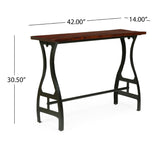 Christopher Knight Home® - Noble House - Ascutney Modern Industrial Handmade Acacia Wood Console Table, Dark Brown and Black