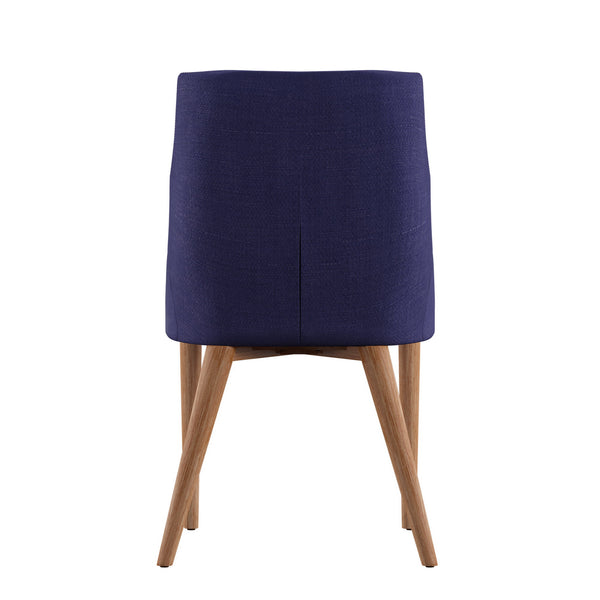 Homelegance By Top-Line Arnet Oak Barrel Back Linen Upholstered Dining Chairs (Set of 2) Blue Rubberwood