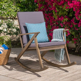 Christopher Knight Home® - Noble House - Gus Outdoor Acacia Wood Rocking Chair With Cushion