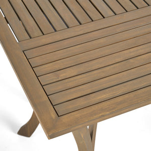 English Elm Ectangular Solid Acacia Outdoor Dining Table Slatted Top Seats Six Patio Gatherings 57488.00GRY