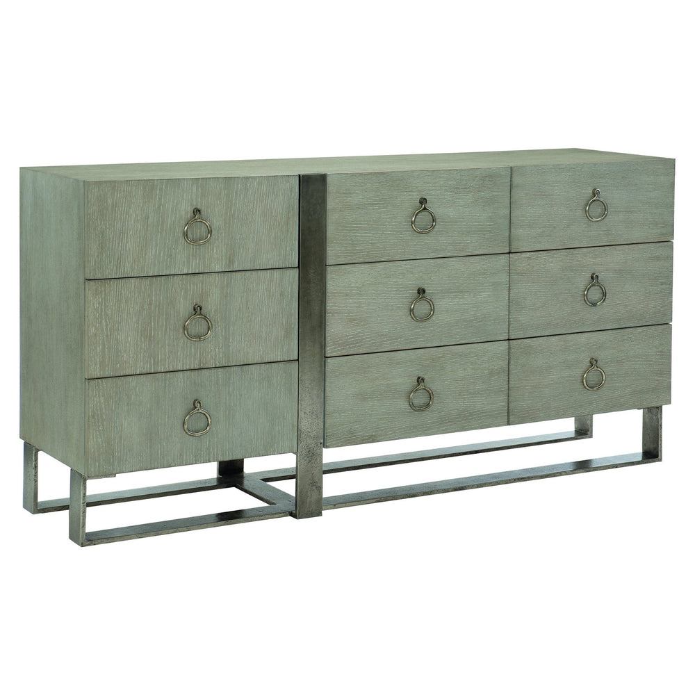 Bernhardt Bernhardt Linea 9-Drawer Dresser In Cerused Greige Wire-Brushed Oak With Textured Graphite Accents 384052G